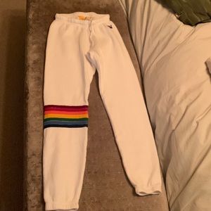 Womens rainbow stitch Aviation Nation sweatpants